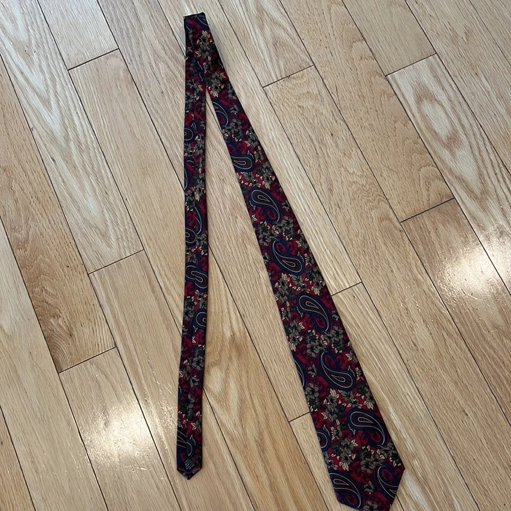 Stafford Red, Blue, & Tan Floral Paisley Silk Tie